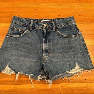 Topshop high rise a-line denim shorts